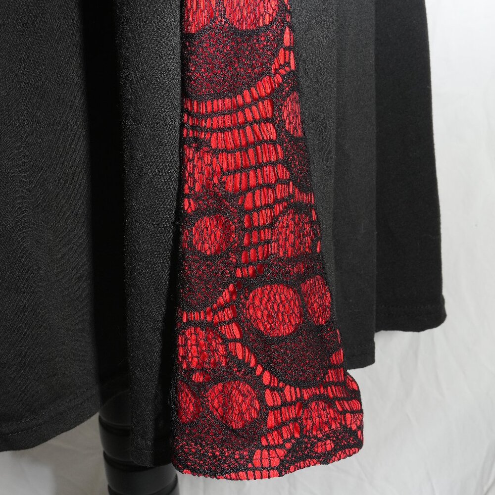 Red Skulls Goth Punk Midi Skirt Womens XL Black AUC - Picture 5 of 7